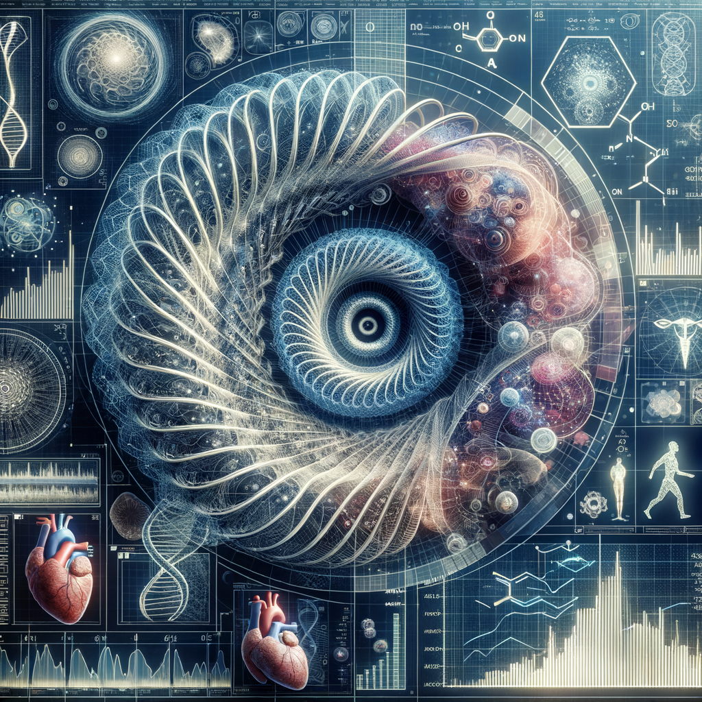 Algorithmus überlagert mit medizinischen und Finanzgrafiken.