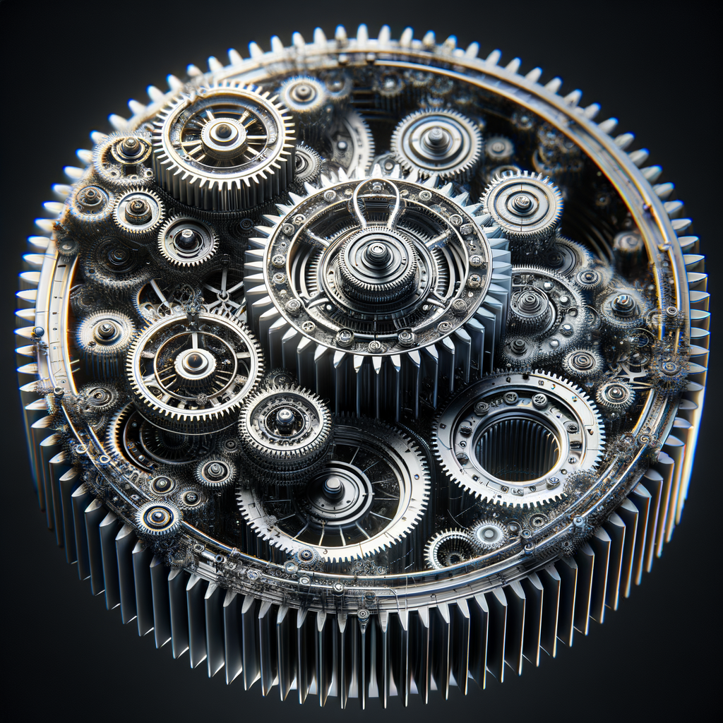 Algorithmus-gesteuerte Zahnräder optimieren komplexe Entscheidungsprozesse visuell.