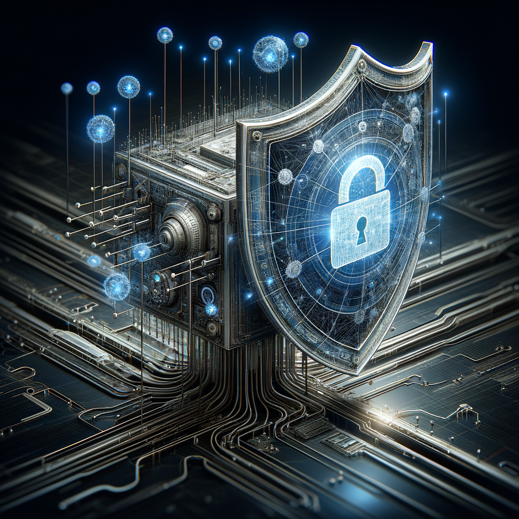 KI-überwachte Netzwerke mit digitalem Schutzschild.