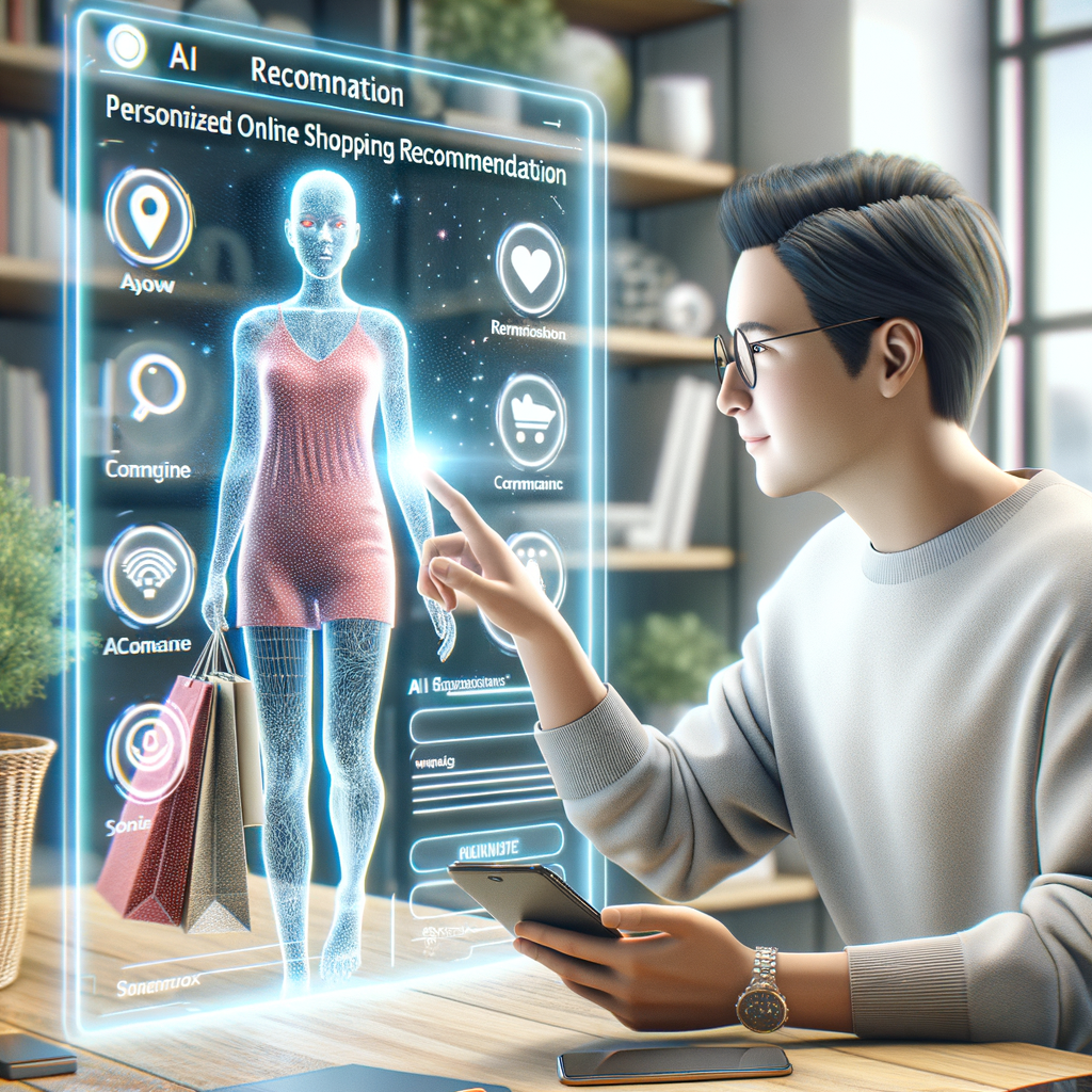 Kunde erhält KI-basierte, personalisierte Online-Shopping-Empfehlungen.