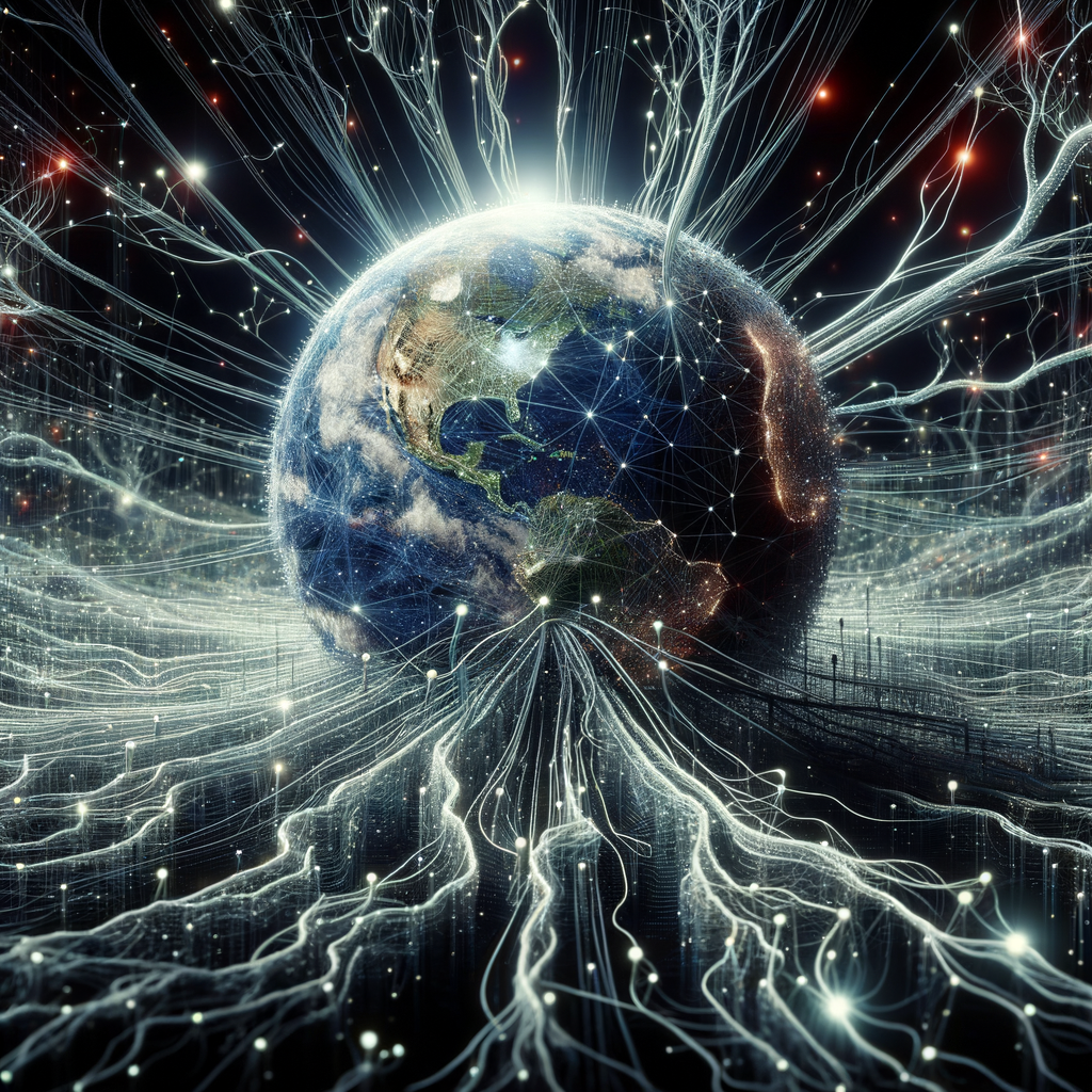 Neuronal vernetzte Welt voller digitaler Kommunikation.