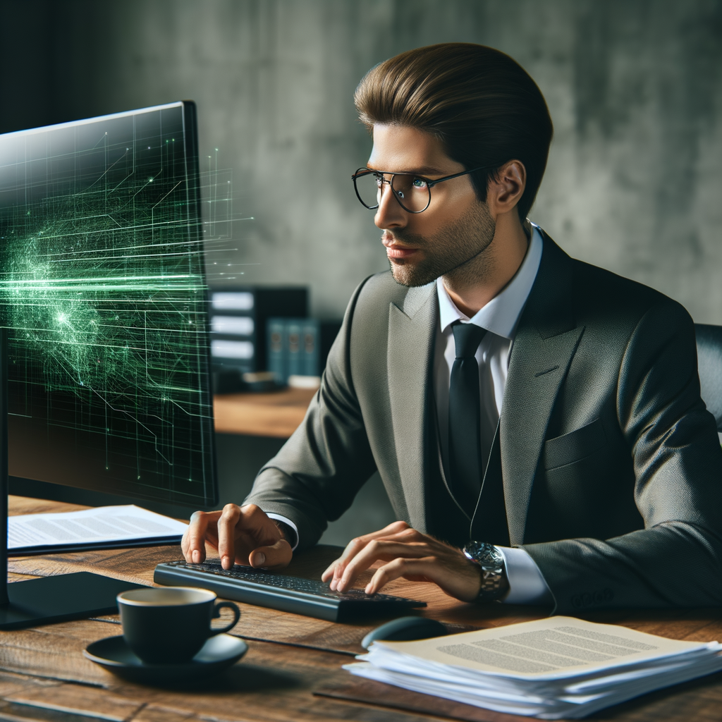 Rechtsanwalt nutzt KI zur Vertragsanalyse effizient.