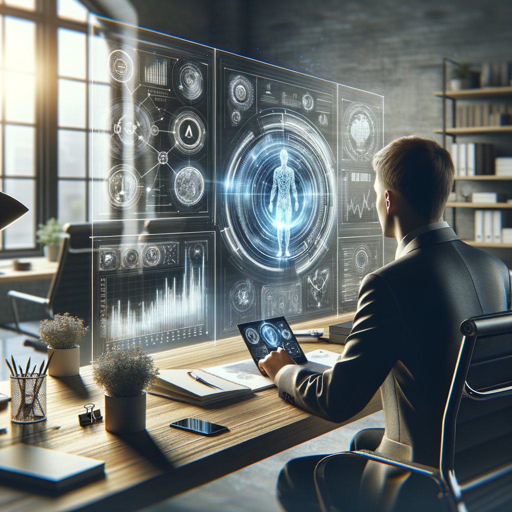 Selbständiger nutzt KI für effiziente Geschäftsoptimierung.