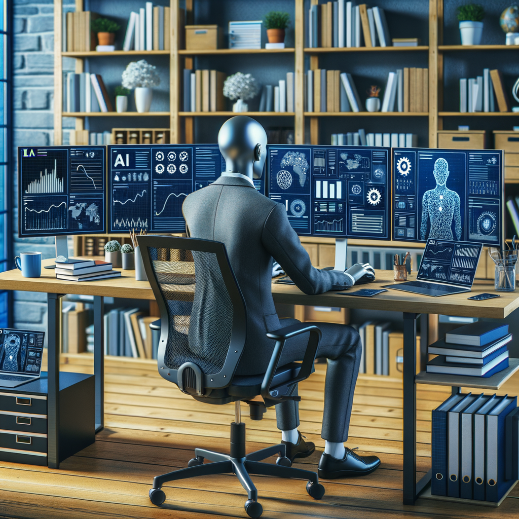 Selbständiger nutzt KI-Tools für effiziente Geschäftsoptimierung.