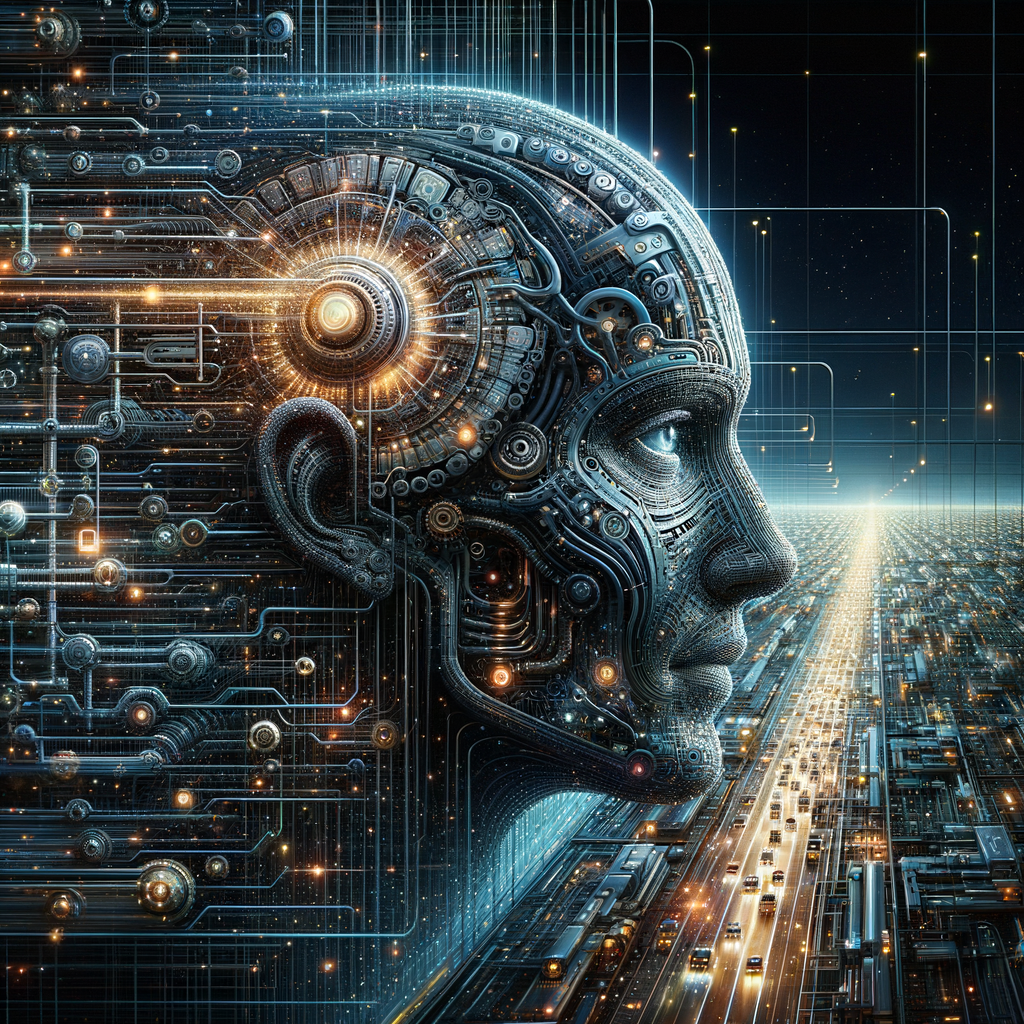 Technologie trifft Intelligenz: Mensch-Maschine-Denken visualisiert.