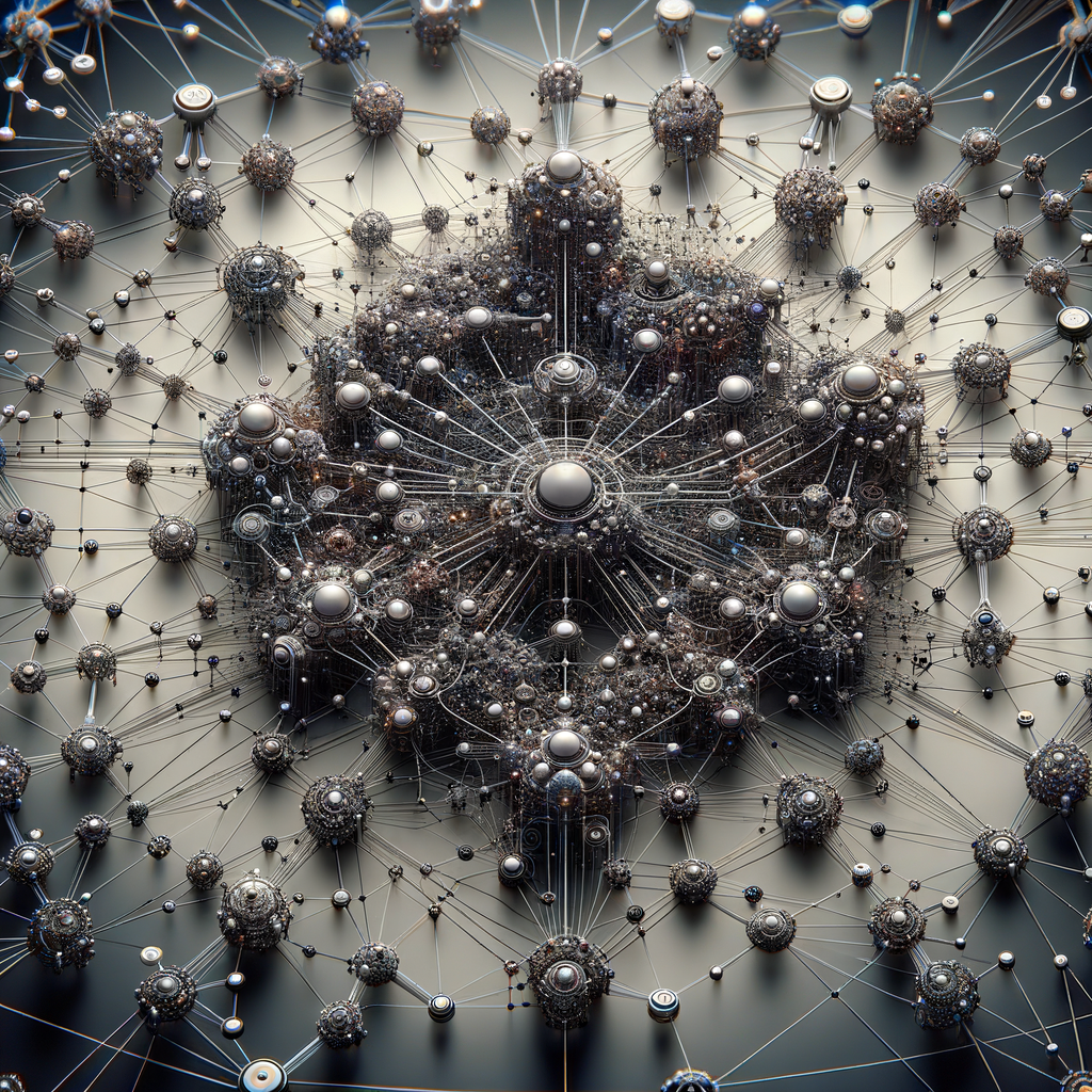 Algorithmen visualisiert als komplexes neuronales Netzwerk.