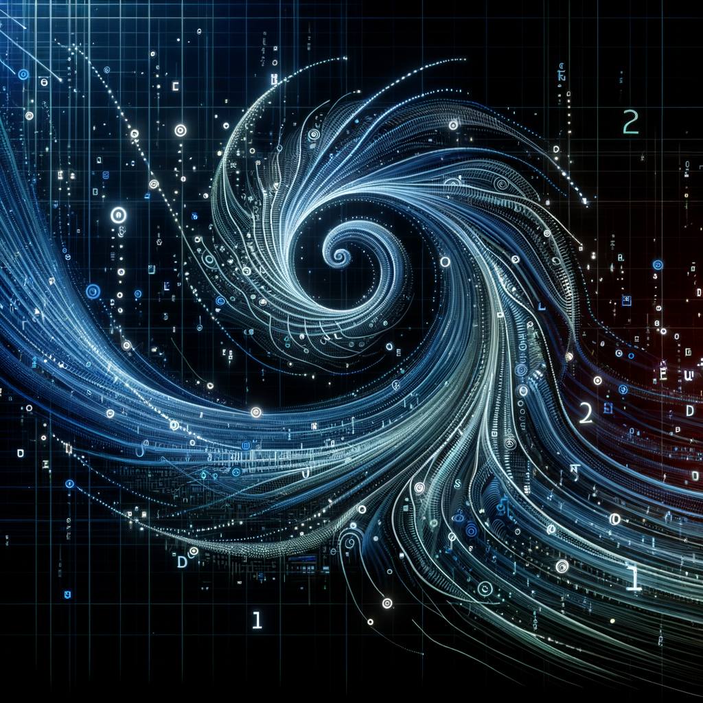 Algorithmen-Wirbel, Datenströme und digitale Evolution.