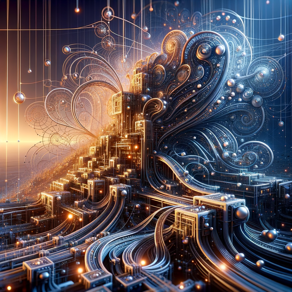 Algorithmische Netzwerke und Logistikdiagramme in Harmonie.