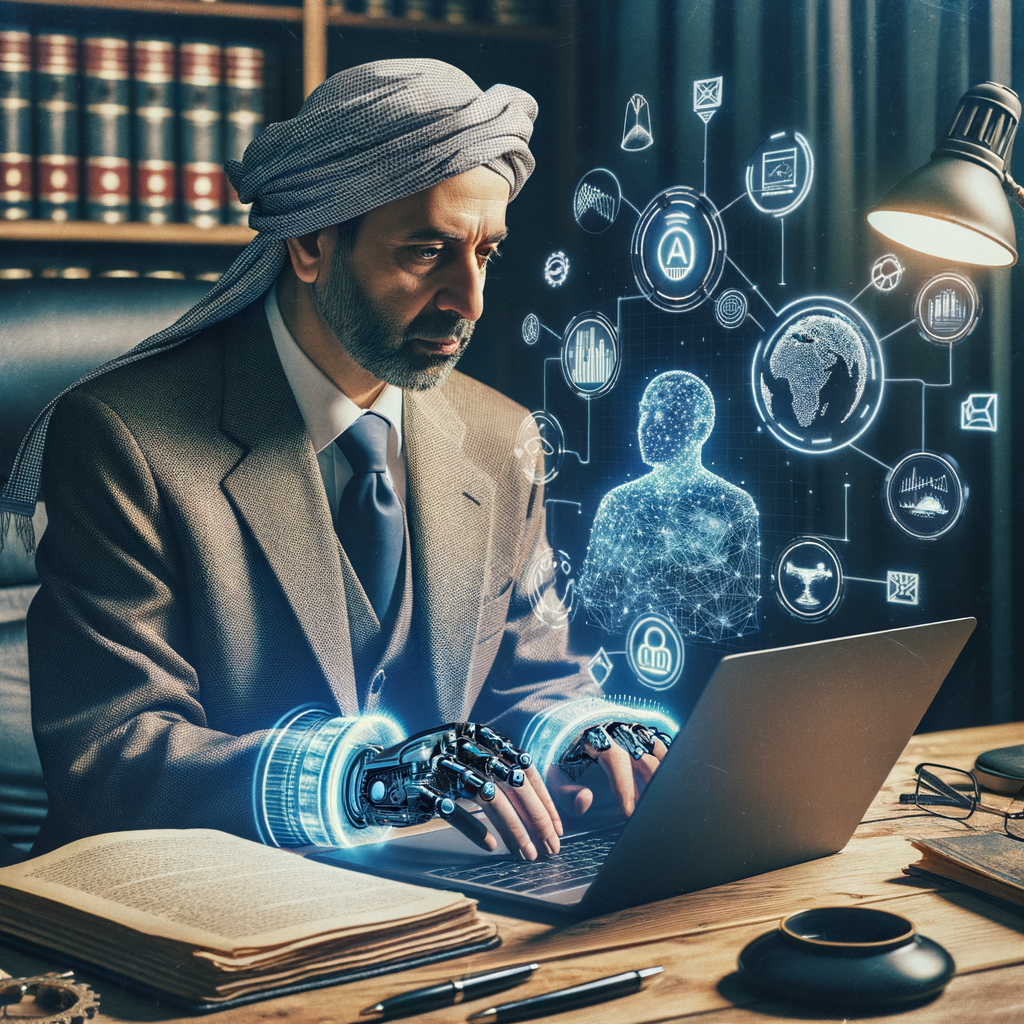 Anwalt am Laptop, KI-gestützte Beratung optimiert.