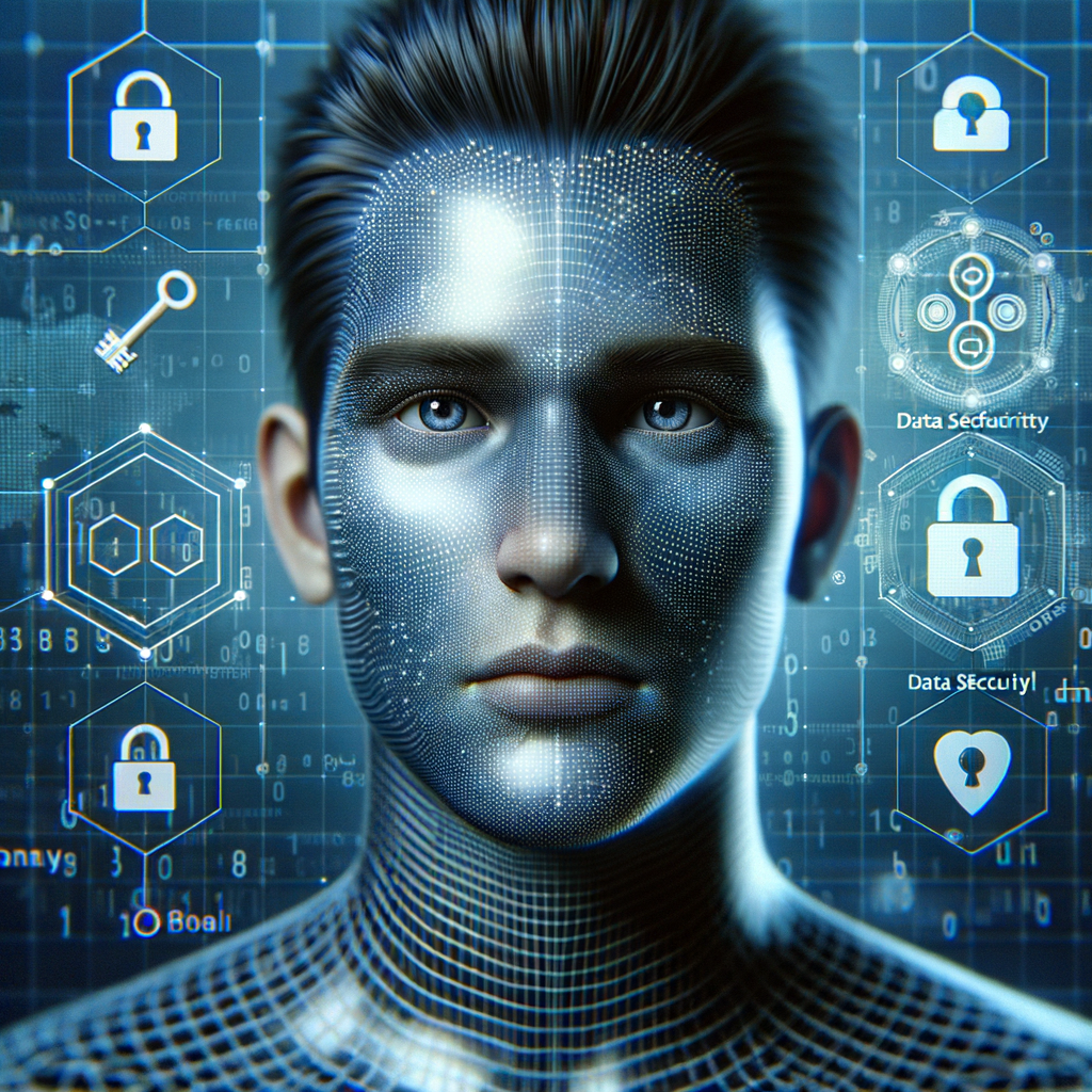 Avatar vor digitalem Datenschutz-Hintergrund mit Schlüsselsymbolen.