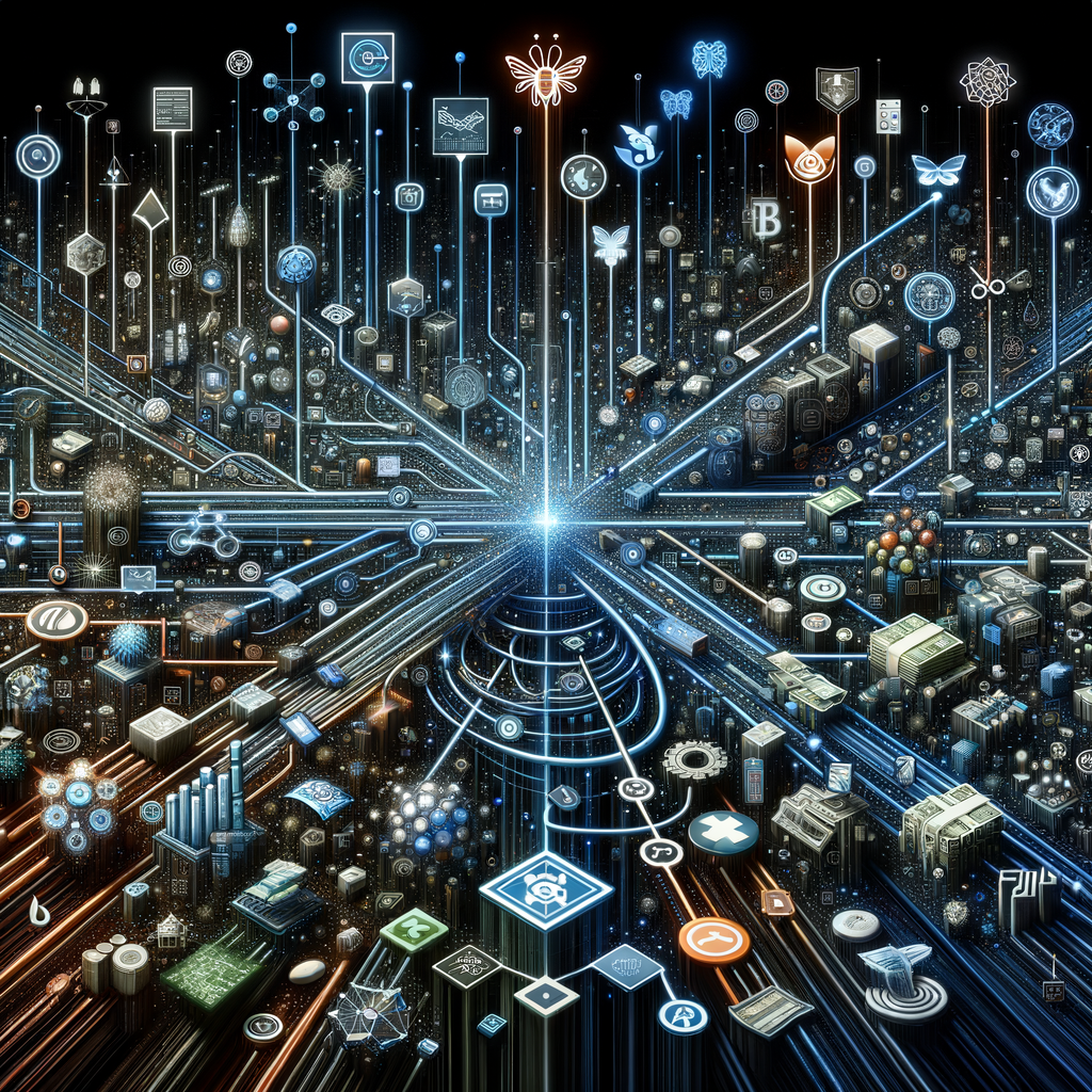 Datenströme, Algorithmen, Finanzen und Gesundheitswesen verknüpft.