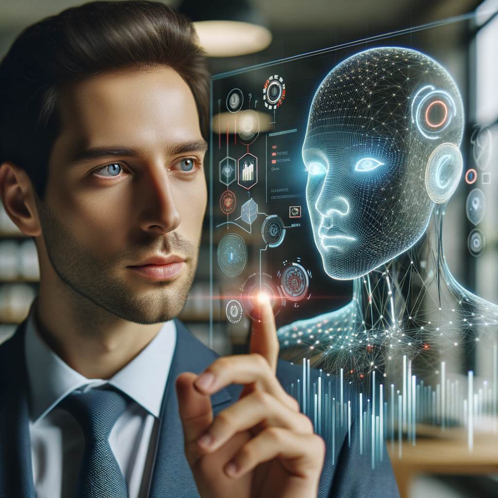 Digitale Transformation: Anwalt interagiert mit KI.