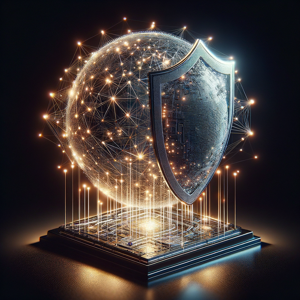 Ein digitales Schutzschild um ein Netzwerk.