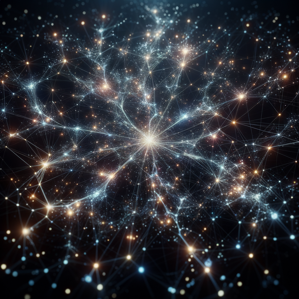 Neuronale Netze visualisiert als leuchtendes Datenuniversum.