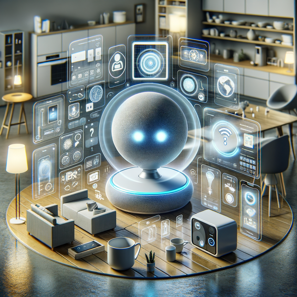 Smartes Zuhause mit virtuellen Assistenten und Geräten.