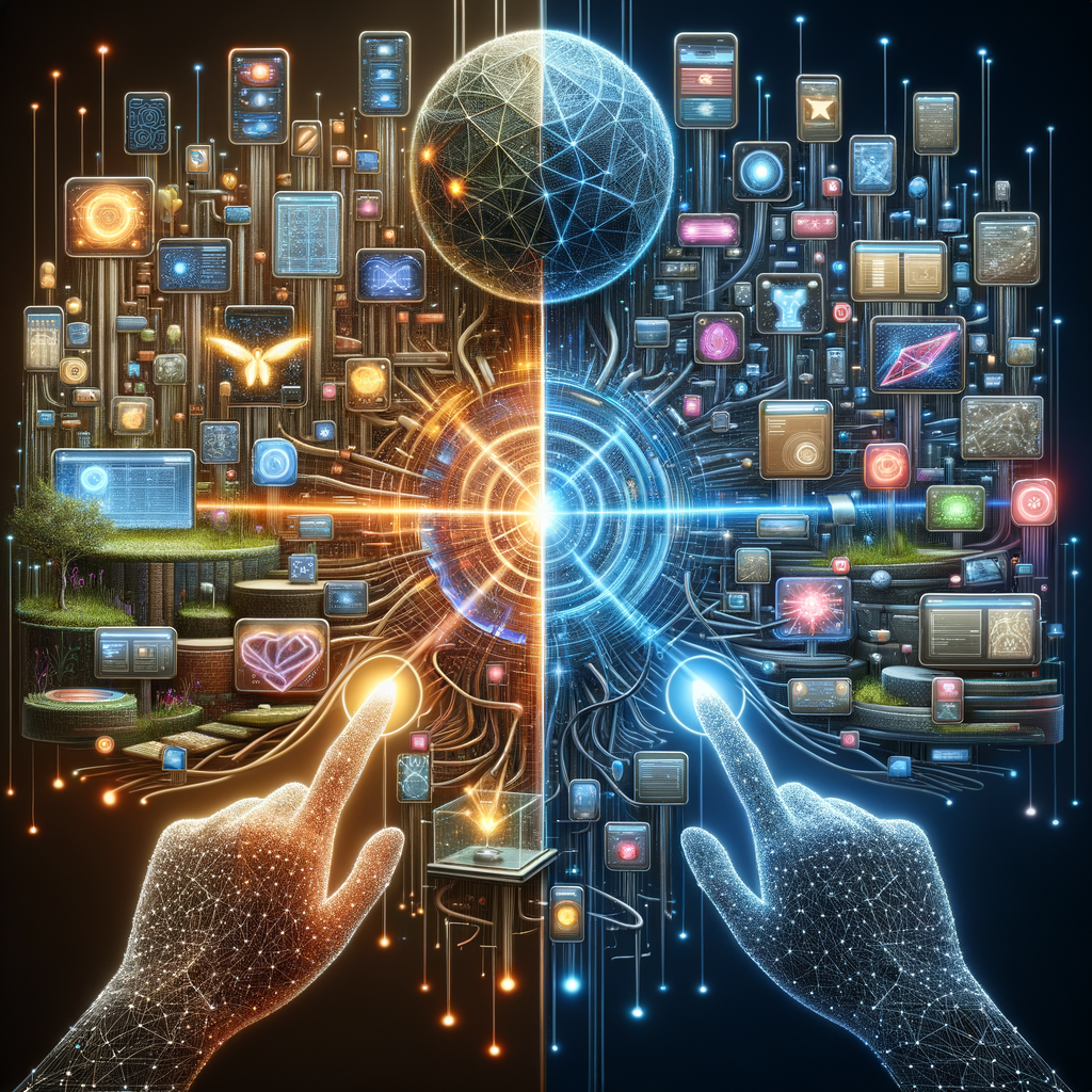 Algorithmische Agenten, Datenströme, personalisierte Empfehlungen, digitale Interaktion.