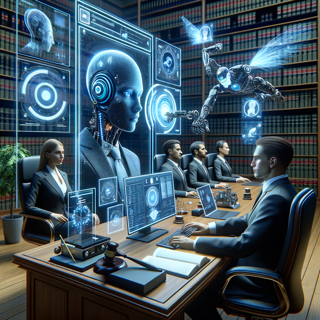 Digitale Anwälte arbeiten mit KI-Technologie.