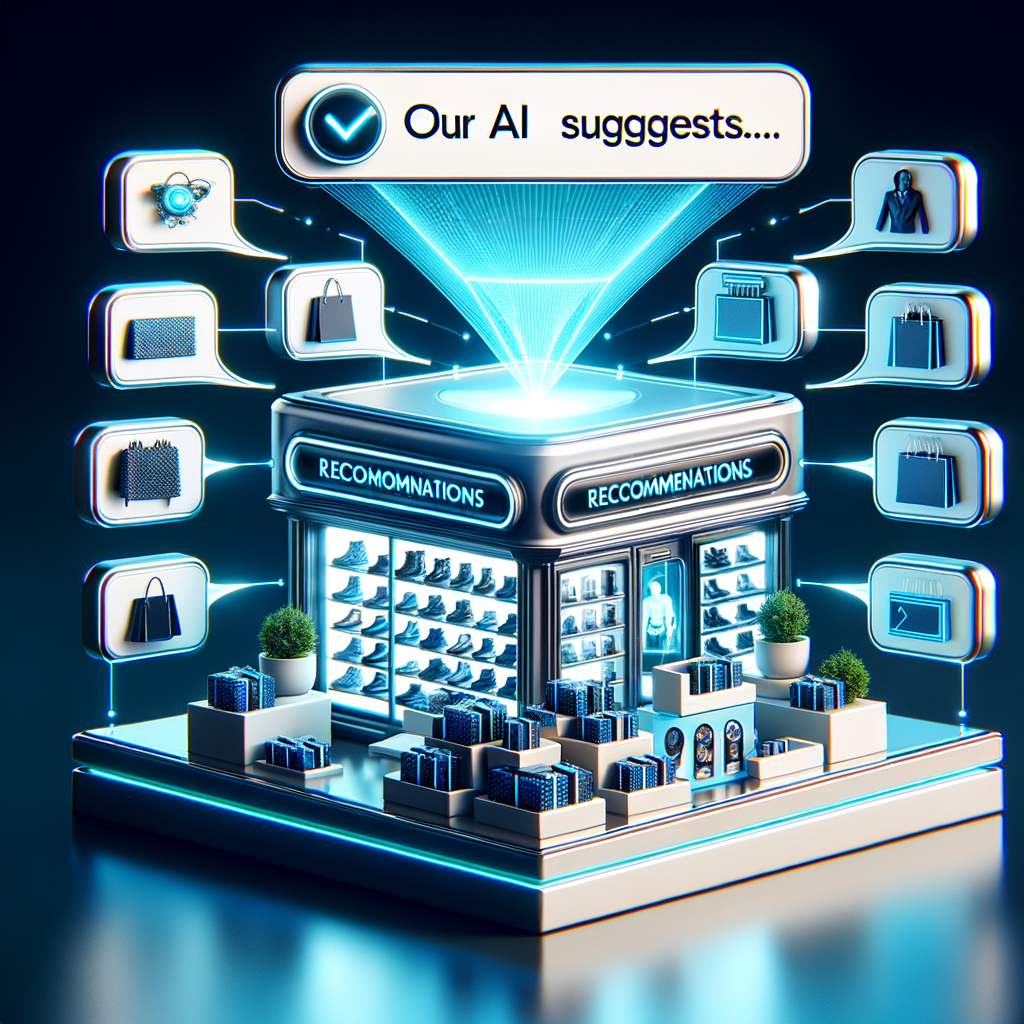 Futuristischer Online-Shop mit KI-gesteuerten Empfehlungen.