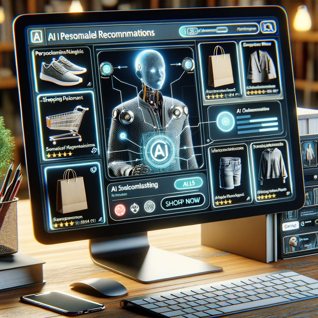 KI-gestütztes Online-Shopping mit personalisierten Empfehlungen.