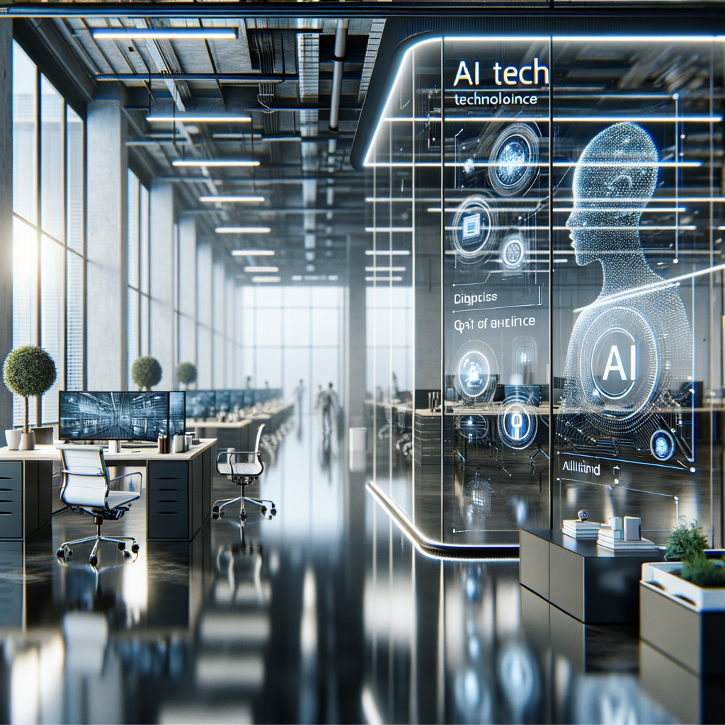 Moderne Kanzlei mit KI-gestützter Technologie.