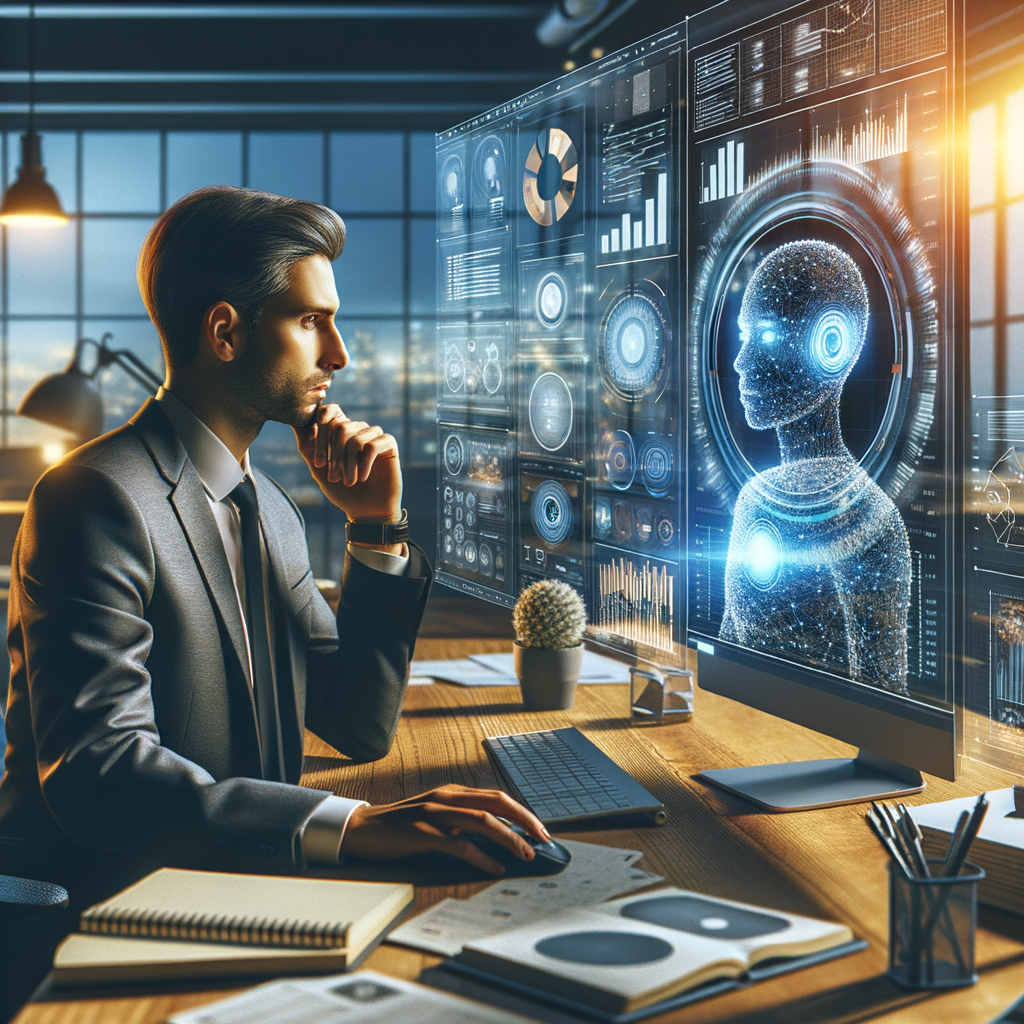 Selbständiger nutzt KI für effiziente Geschäftsoptimierung.