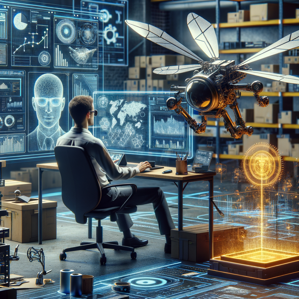 Selbständiger optimiert Geschäft mit KI-gestützter Technologie.