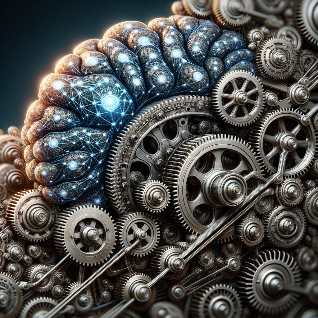 Verknüpfte Zahnräder treffen neuronale Netzstrukturen harmonisch.