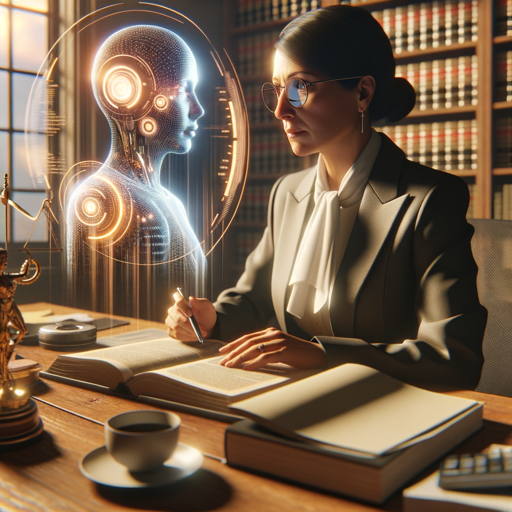 Anwalt nutzt KI, um Mandanten effizient zu beraten.