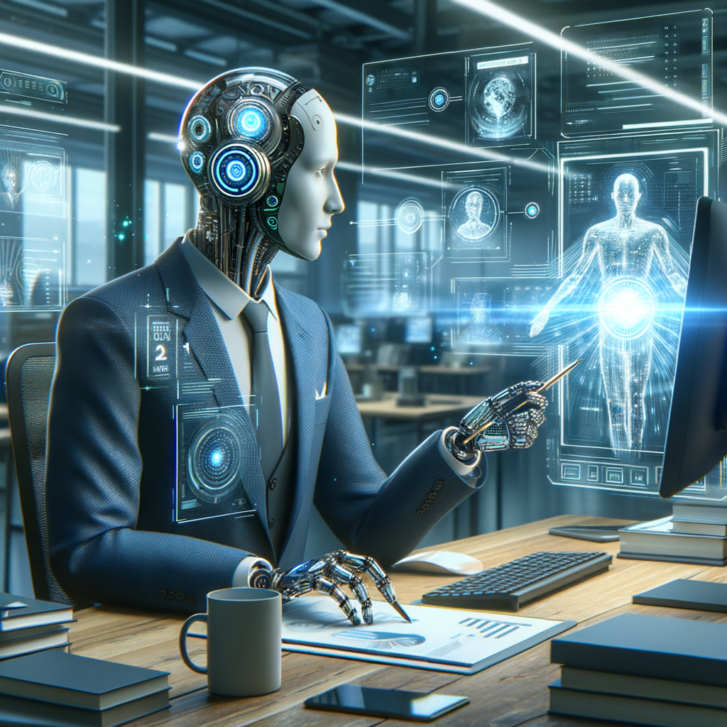 Selbständiger nutzt KI-Technologie für Geschäftserfolg.