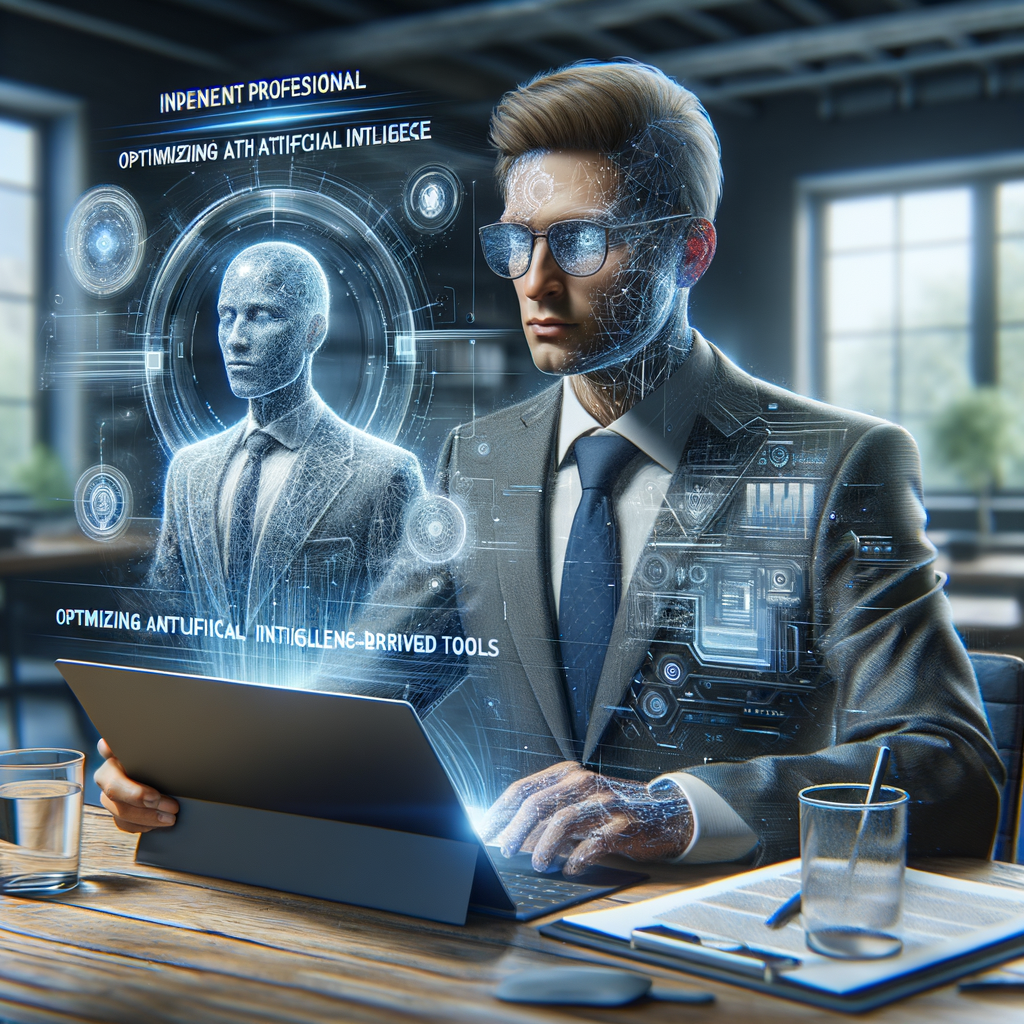 Selbständiger optimiert Geschäft mit KI-gesteuerten Tools.
