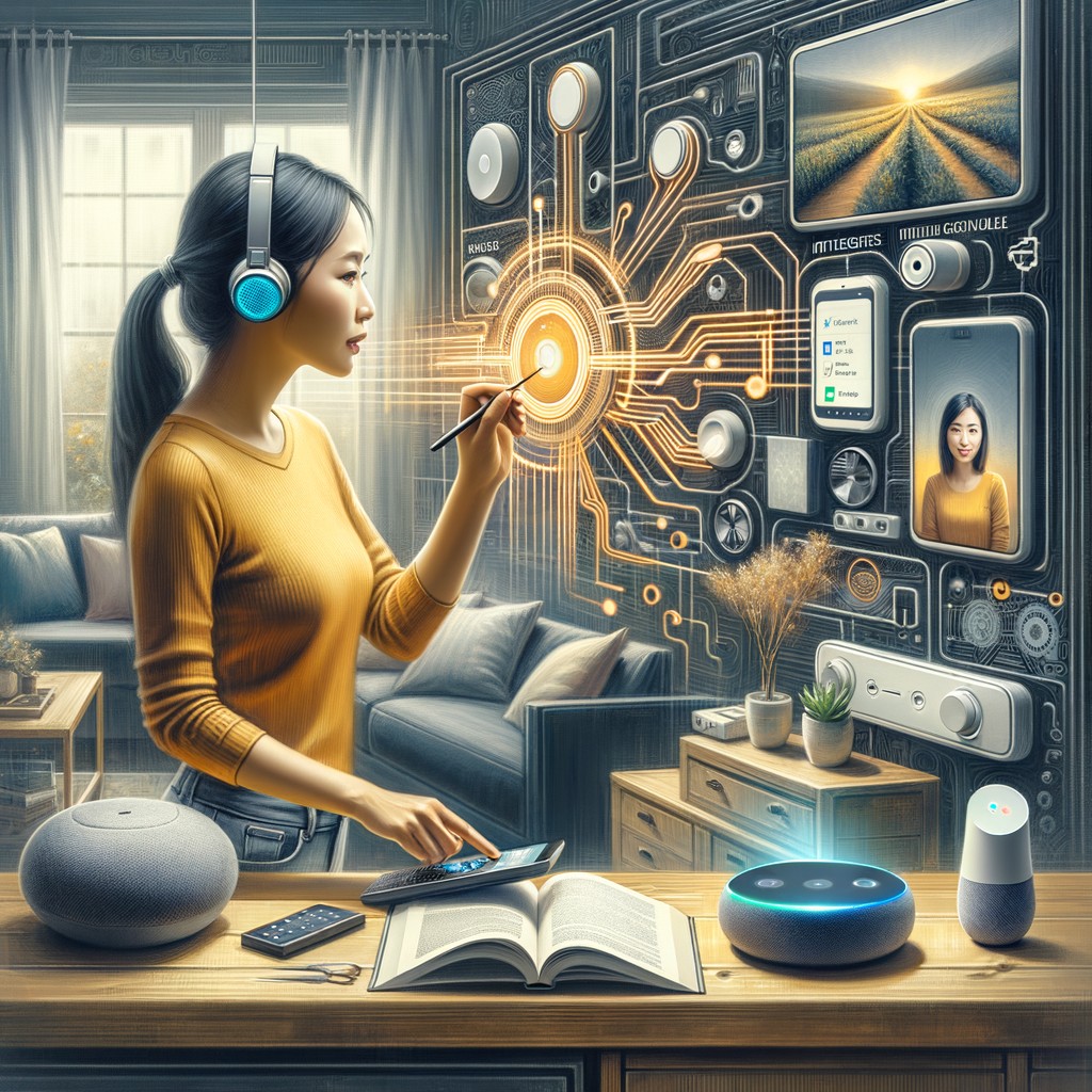 Smart Home mit Sprachsteuerung und intelligenten Geräten.