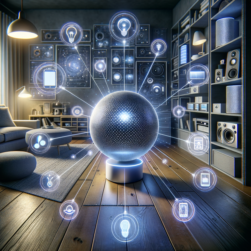 Smart Home mit virtuellen Assistenten und Geräten.