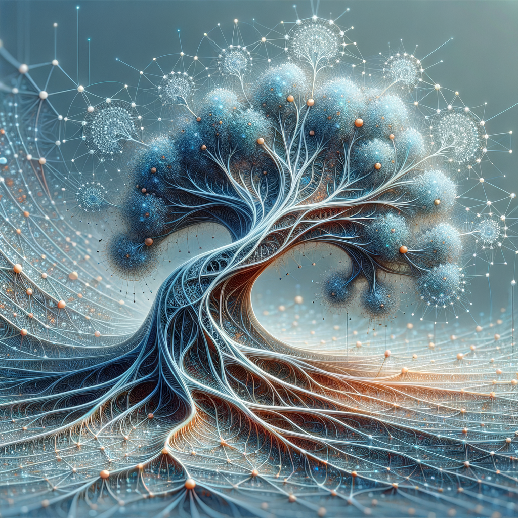 Algorithmus-Netzwerk mit Evolutions- und Baumstrukturen.