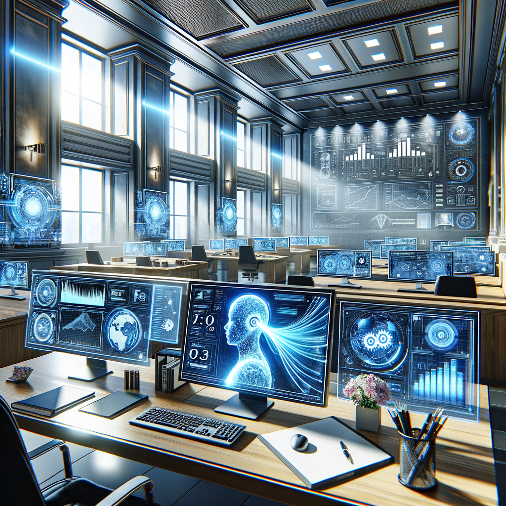 Digitale Kanzlei mit KI und Rechtssoftware.