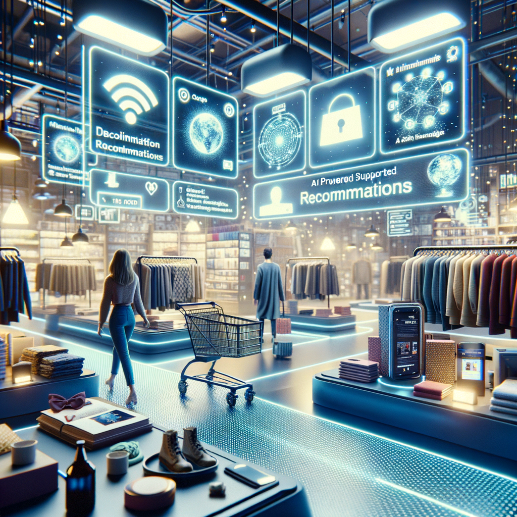 Digitale Shopping-Welt mit KI-gestützten Empfehlungen.