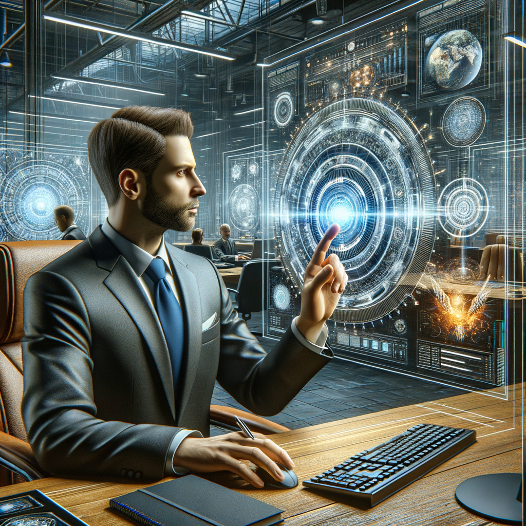 Ein Geschäftsmann nutzt KI-Technologie für Effizienz.