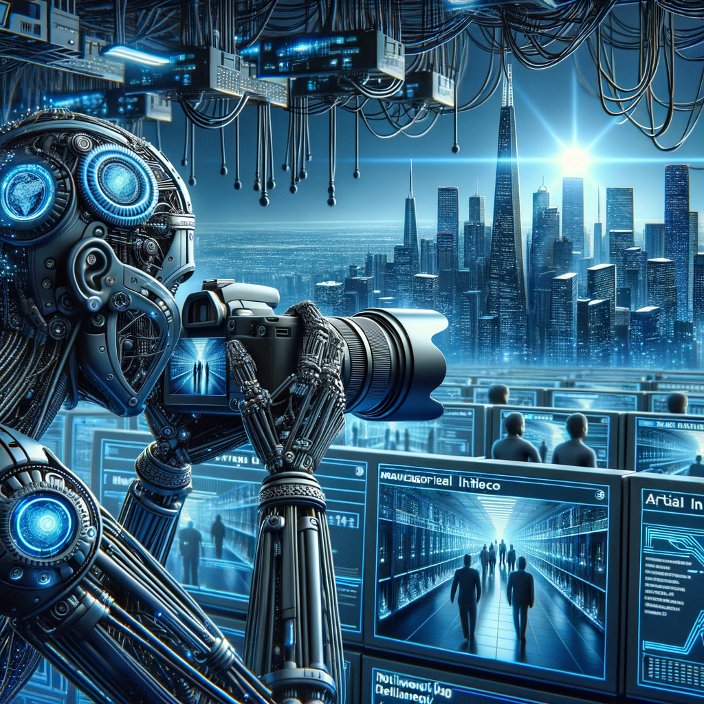 Futuristisches Netzwerk mit KI-gesteuerter Cyberabwehr-Technologie.