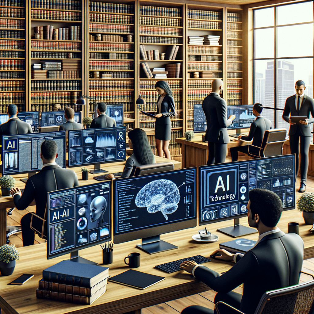 Juristisches Büro mit KI-Technologie im Einsatz.