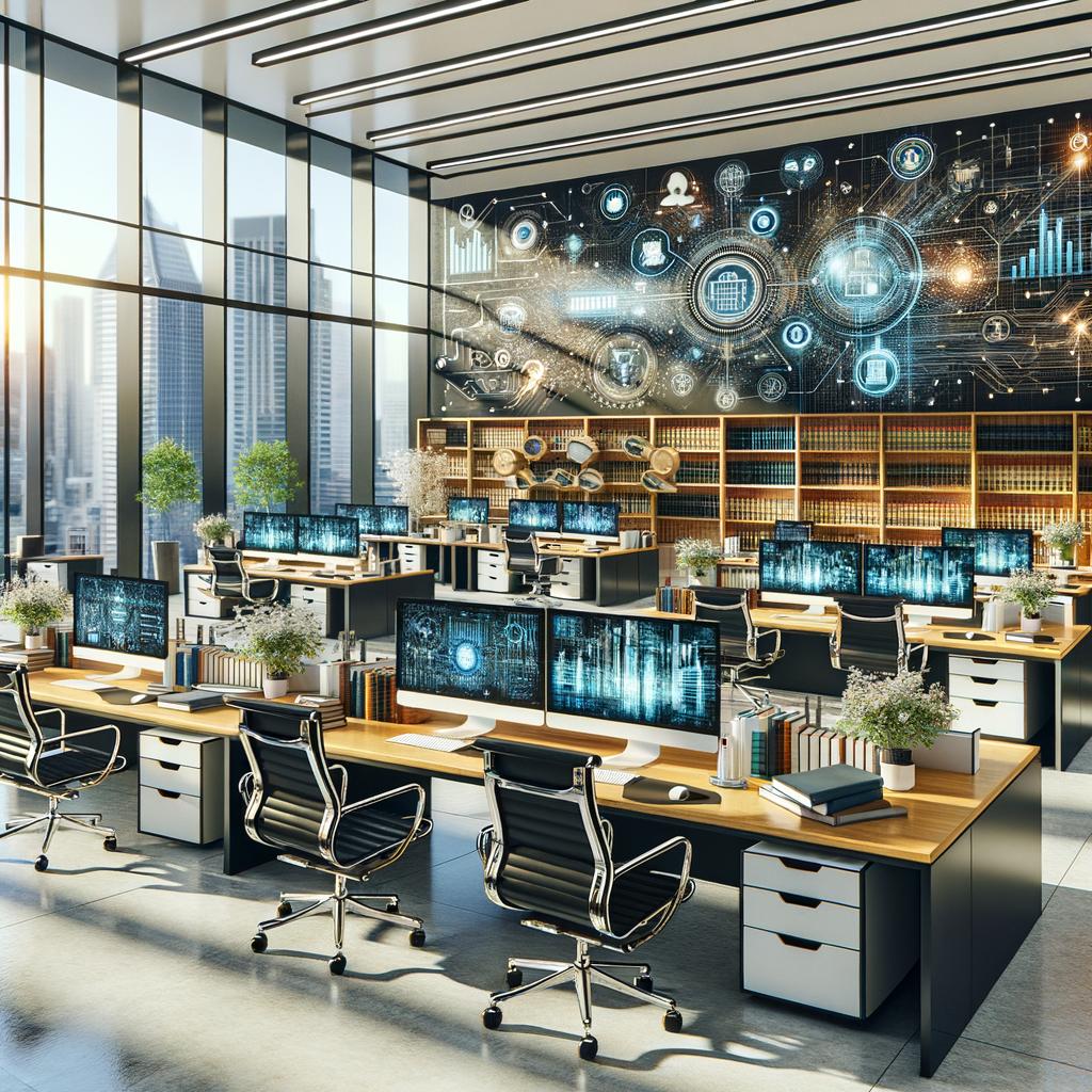 Moderne Kanzlei, KI-gestützte Kommunikation, digitale Transformation.