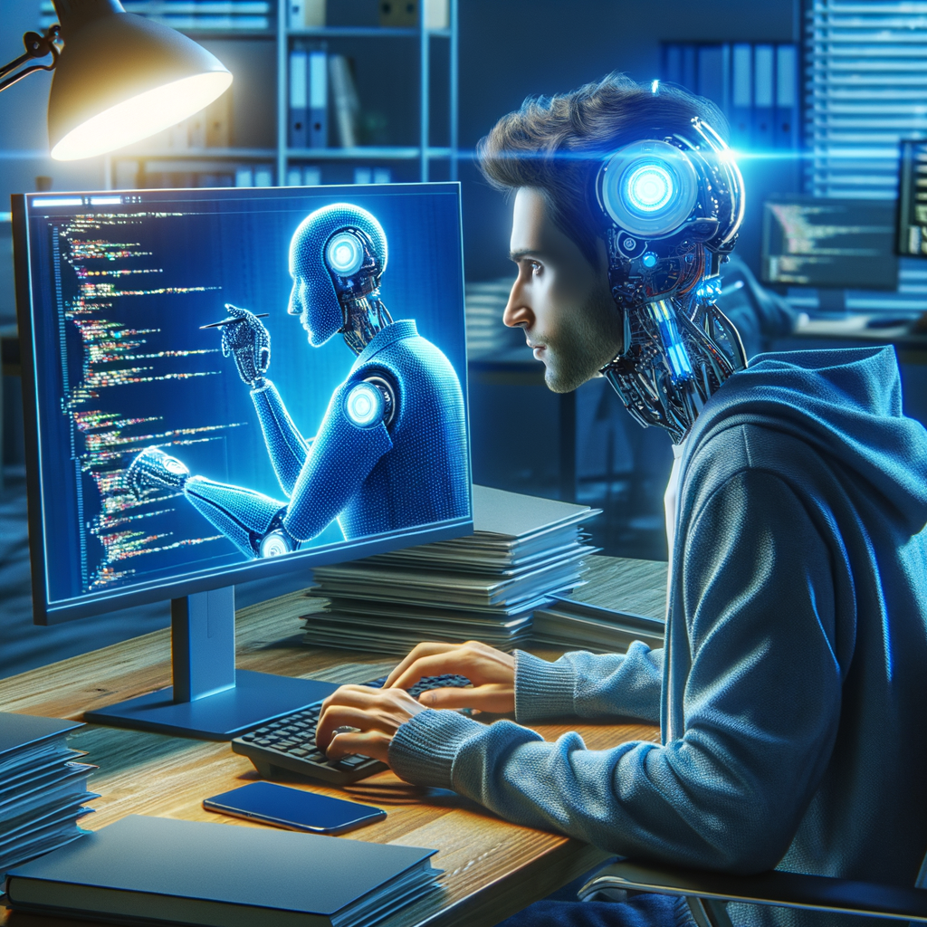 Selbständiger arbeitet mit KI-gestützter Automatisierung effizient.