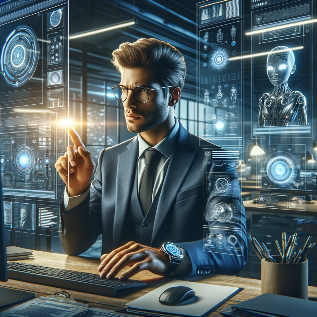 Selbständiger nutzt KI für effiziente Geschäftsoptimierung.