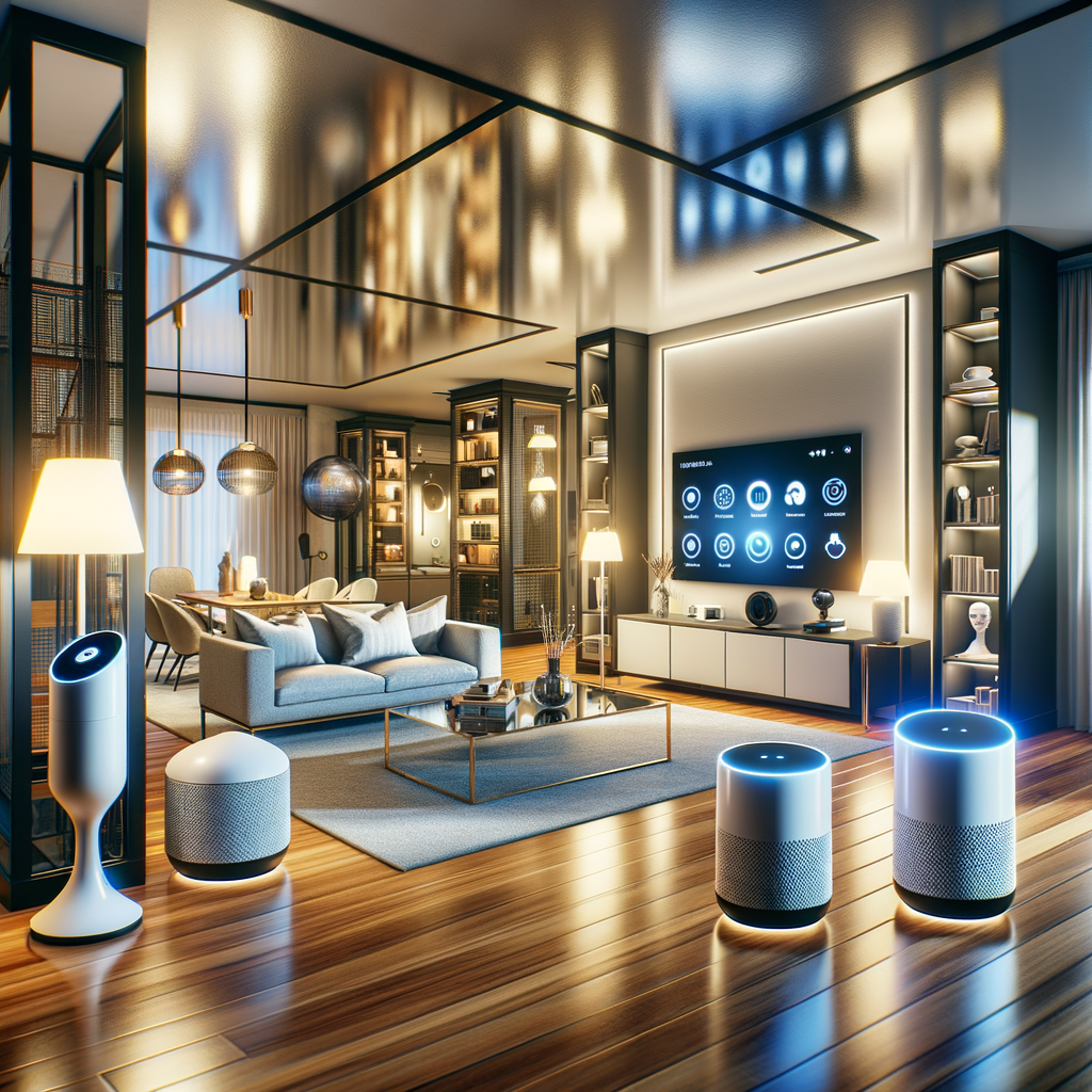 Smart Home mit KI-gesteuerten Geräten und Sprachassistenten.