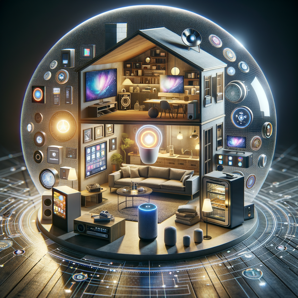 Vernetztes Zuhause mit virtuellen Assistenten und Smart-Geräten.