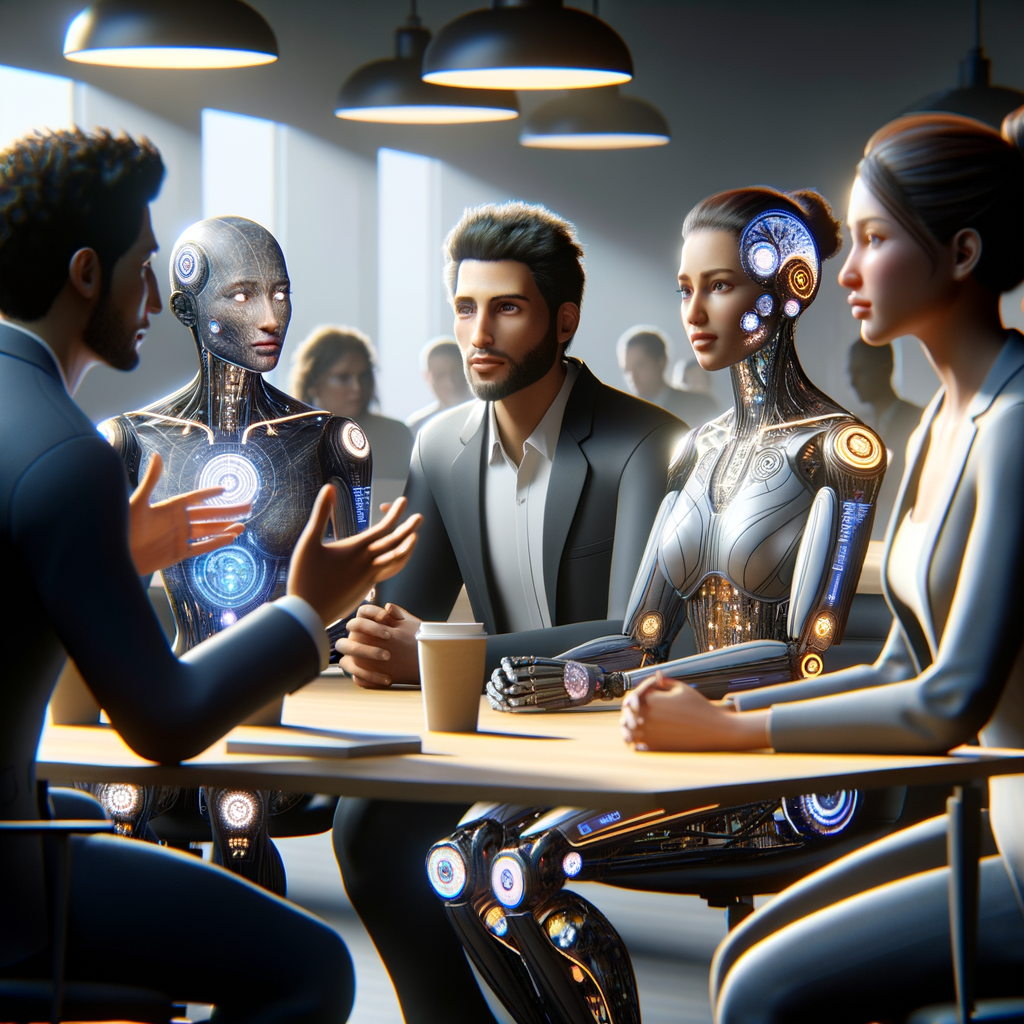 Avatare diskutieren Ethik und Datenschutz in AI.