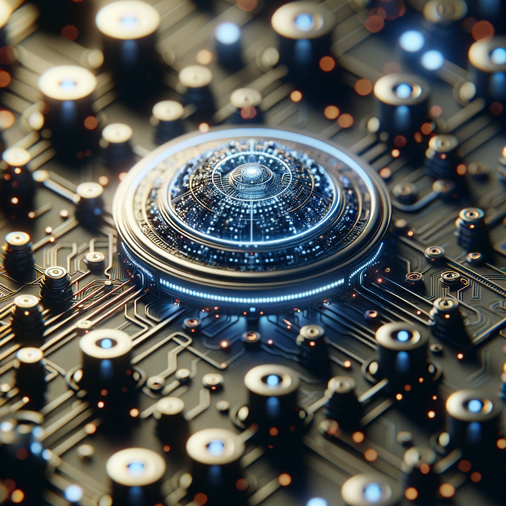 Futuristisches Netzwerk mit KI-gesteuerten Schutzschildern.