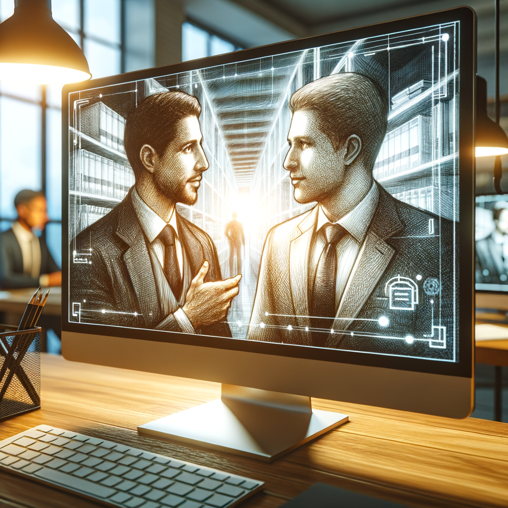Rechtsanwalt interagiert digital mit Mandanten.