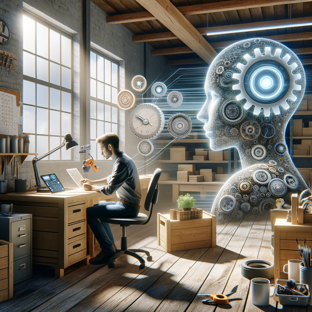 Selbständiger arbeitet effizient mit KI-unterstützter Technologie.