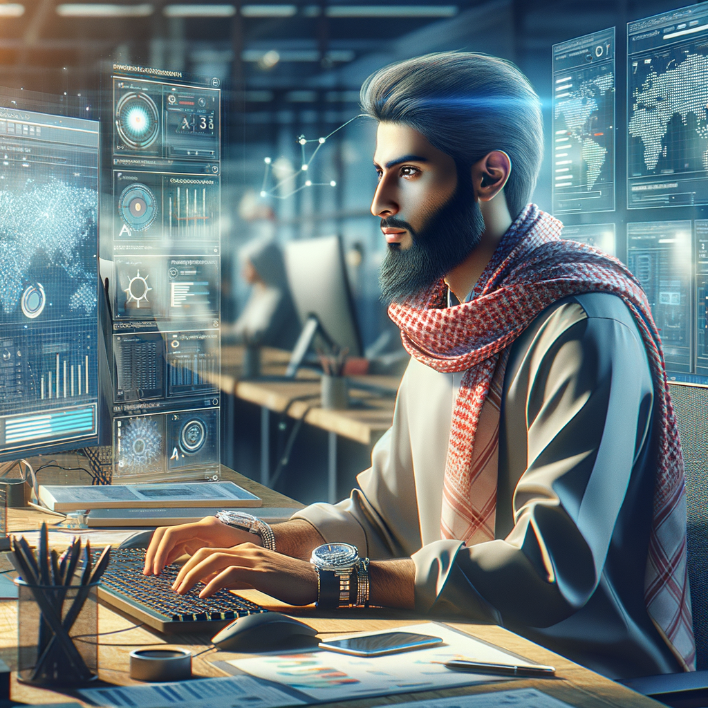 Selbständiger nutzt KI-Tools für effiziente Geschäftsoptimierung.