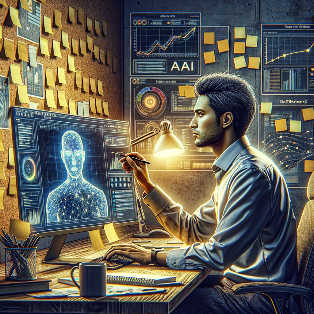 Selbständiger nutzt KI-Tools für effiziente Geschäftsentscheidungen.