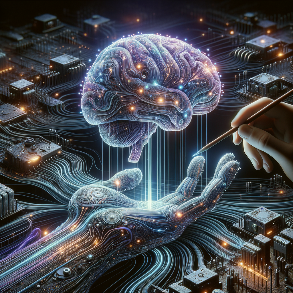 Technologie trifft auf neuronale Netzwerke und Datenströme.